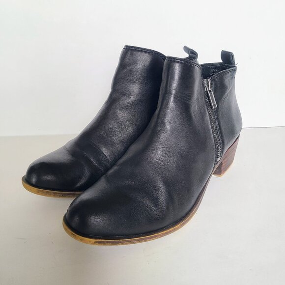 Lucky Brand Basel Black Leather Ankle Booties Size 7.5 - Picture 11 of 13